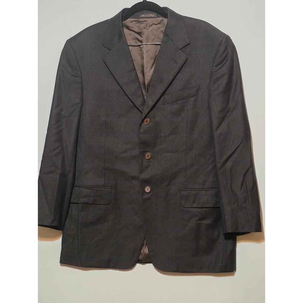 Trussini Boyds Wool Windowpane Suit Jacket Blazer Pants Set Italy Size 40R EU 50